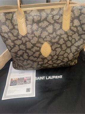 Yves Saint Laurent Brown Monogram Tote with COA and dust bag